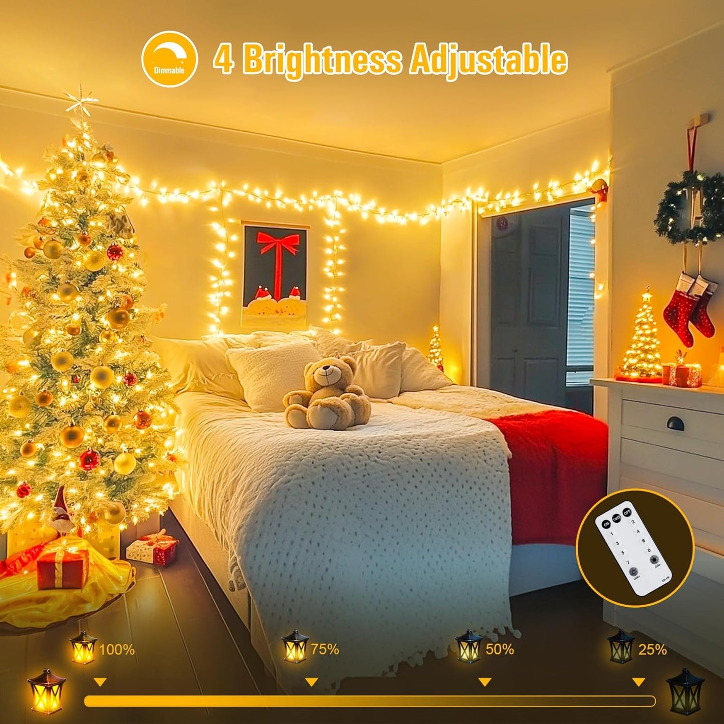 168FT 600 LED Christmas Lights Outdoor Waterproof Clear Wire Indoor String Lights for outside Warm White Christmas Tree Lights Plug in for Bedroom Wedding Party Spring Decor
