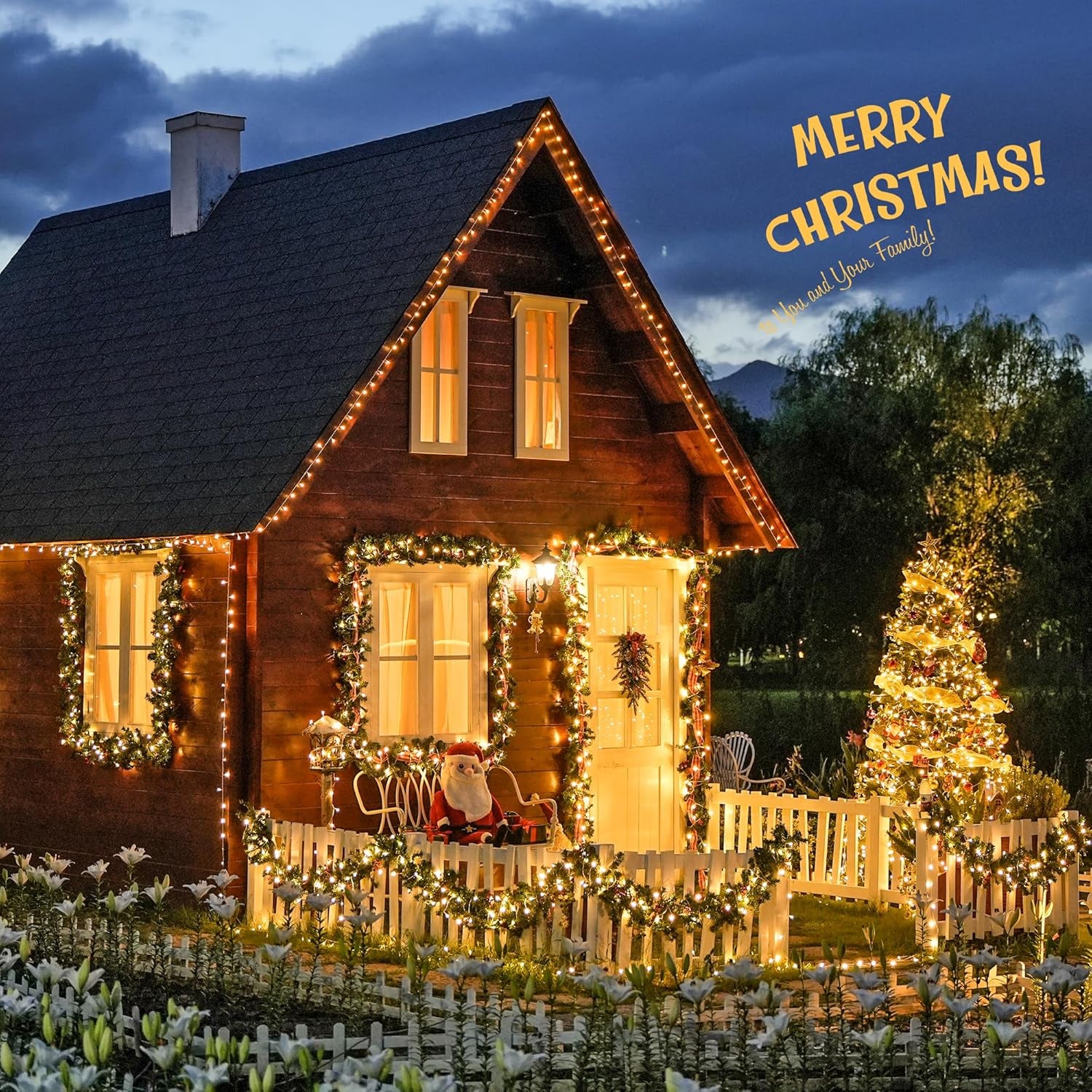 168FT 600 LED Christmas Lights Outdoor Waterproof Clear Wire Indoor String Lights for outside Warm White Christmas Tree Lights Plug in for Bedroom Wedding Party Spring Decor