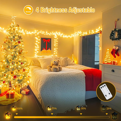 168FT 600 LED Christmas Lights Outdoor Waterproof Clear Wire Indoor String Lights for outside Warm White Christmas Tree Lights Plug in for Bedroom Wedding Party Spring Decor