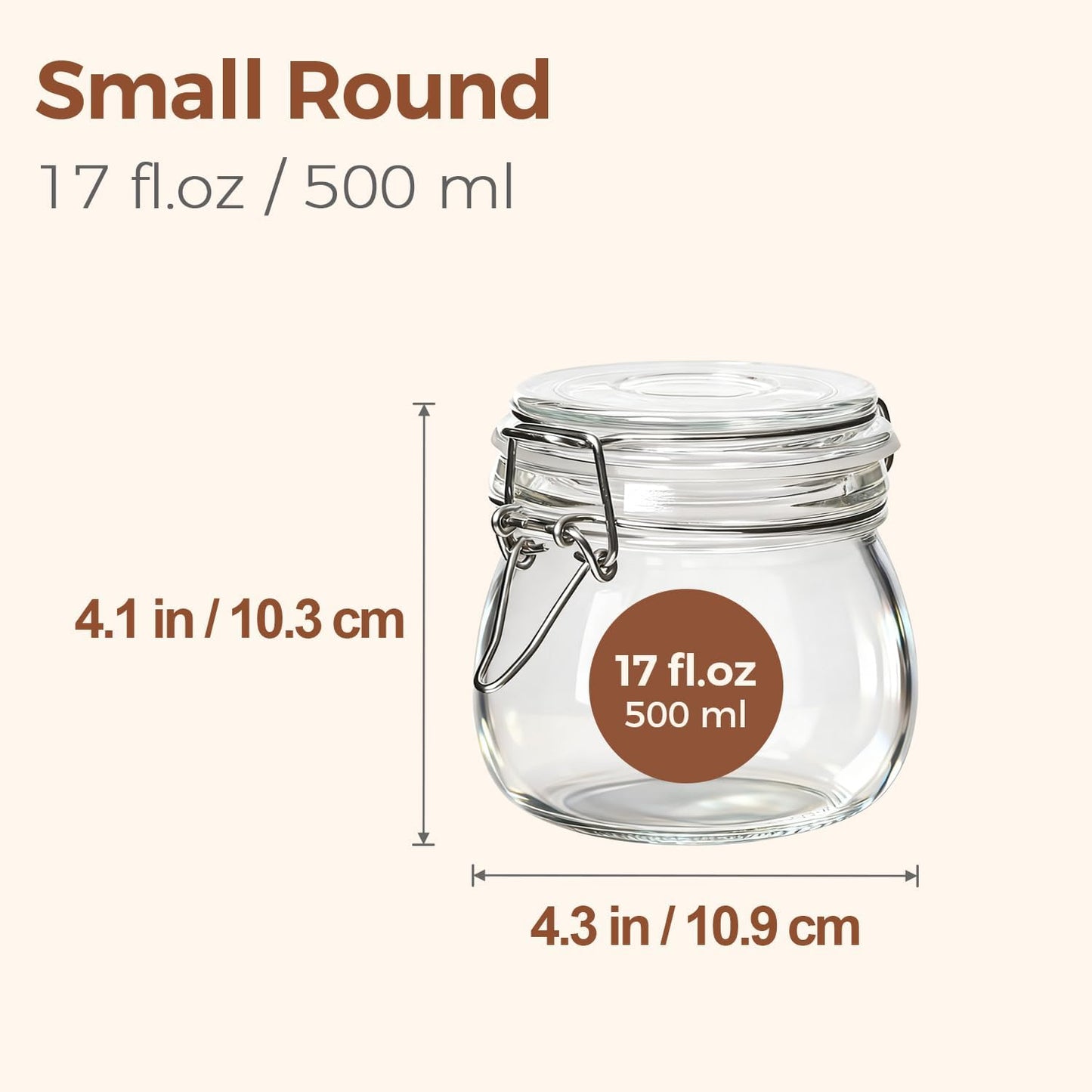 6-Pack 17Oz Short Glass Storage Jars with Lids, Pint Sized Canning Jars for Jams & Pickling, Airtight Food Canisters for Spices, Nuts, Snacks & Kitchen Drawer Pantry Organization